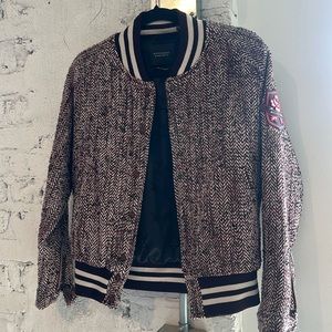 Scotch&Soda Burgundy and White Wool Varsity Jacket